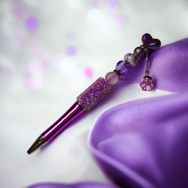 Stylo perles violet