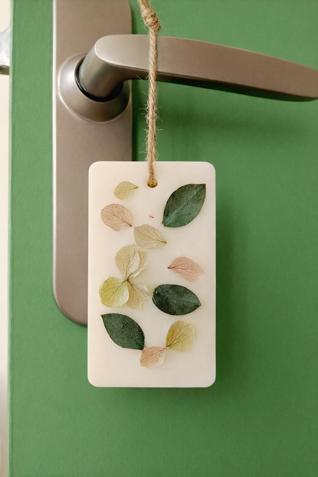 Suspension parfumée en cire végétale et fleurs séchées / stabilisées