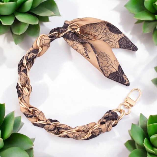 Collier de Coque de Téléphone avec Foulard en Soie, Fermoir Doré - 34 CM