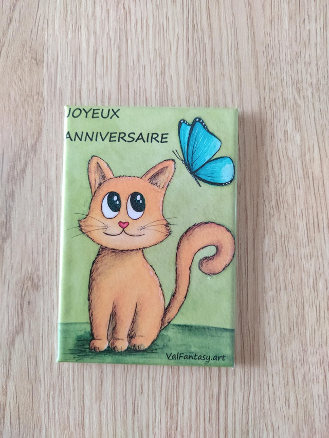Magnet "Chat Joyeux anniversaire" 7,8 x 5,3cm