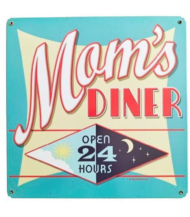 Plaque métal tôle épaisse / Mom's diner/ aspect vintage/ occasion T.B.E