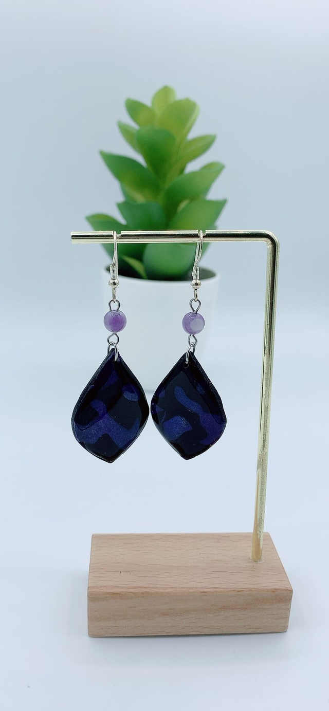 Boucles Pétale / Perles d'Améthyste