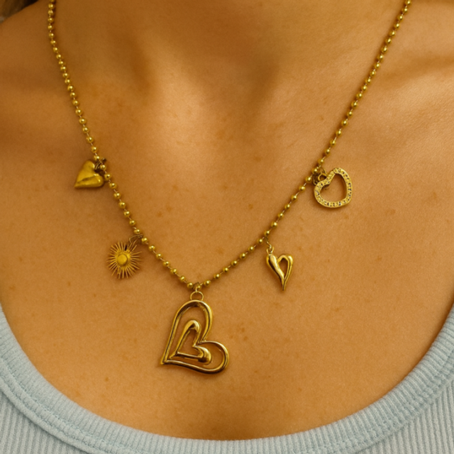 Ketting hartjes goud