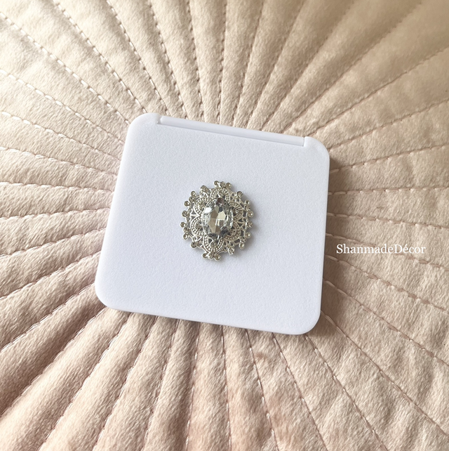 White Rhinestone Pocket Mirror