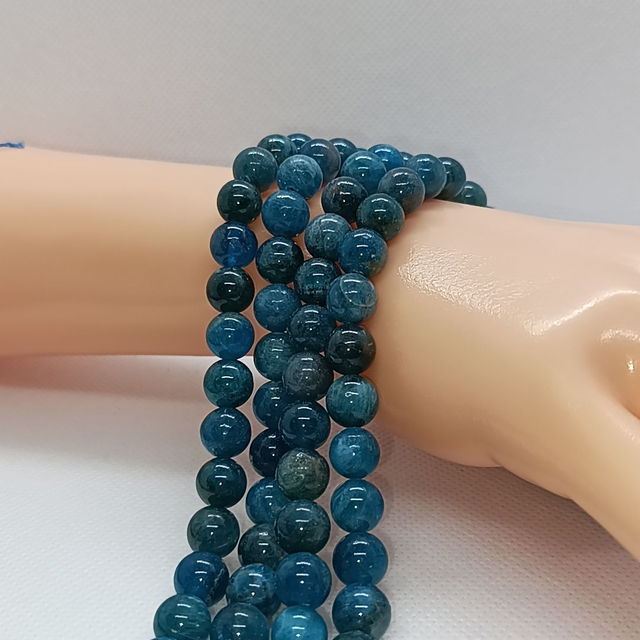 Apatite Bleue / Fil de Perles en 8 mm / Boules en Pierres Naturelles Rondes et Polies