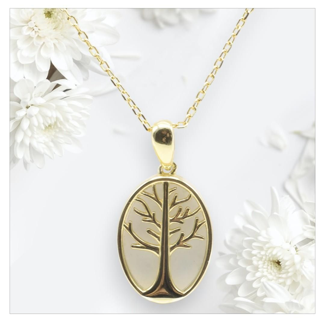 "Pierre de lune" - Collier argent 925 arbre de vie 