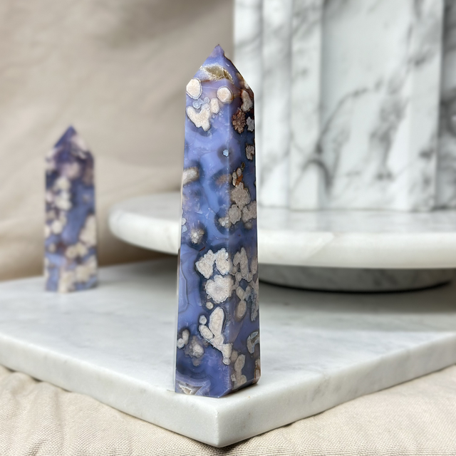 Blue Flower Agate Tower (High Quality) C
