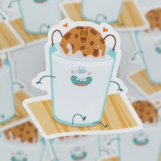 Single Sticker - Romantic Food - Cookies & Milk - ca. 5x5 cm  