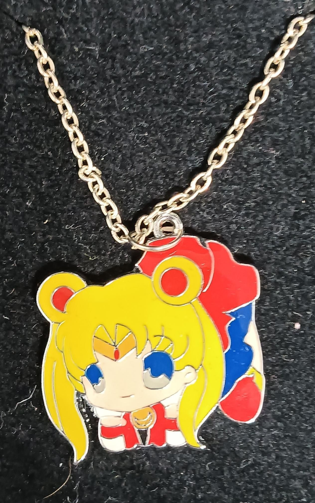 Large Enamel Sailor Moon Pendant Necklace.