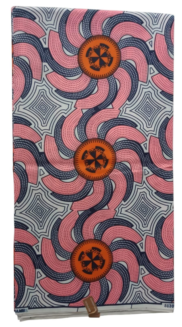 "Fleur Tourbillon" Tissu Wax Africain – 6 Yards (≈ 5,48 m) – Qualité Supérieure