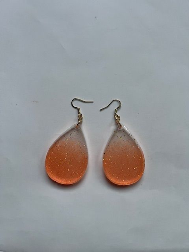 Boucles d’oreilles Aurore pêche – Résine &amp; Acier inoxydable doré