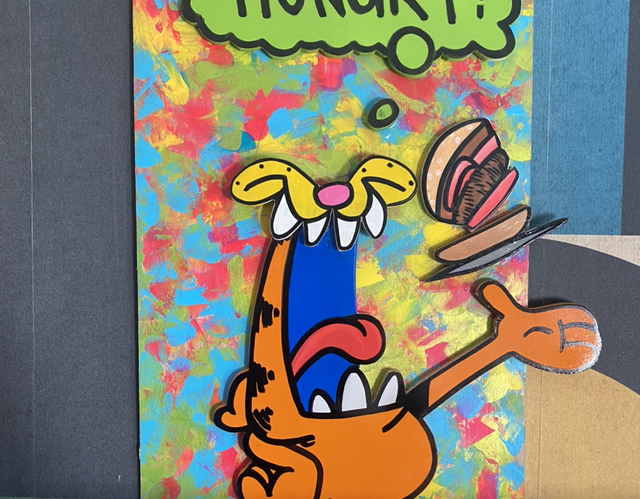 Tableau Garfield street art en relief – Œuvre originale