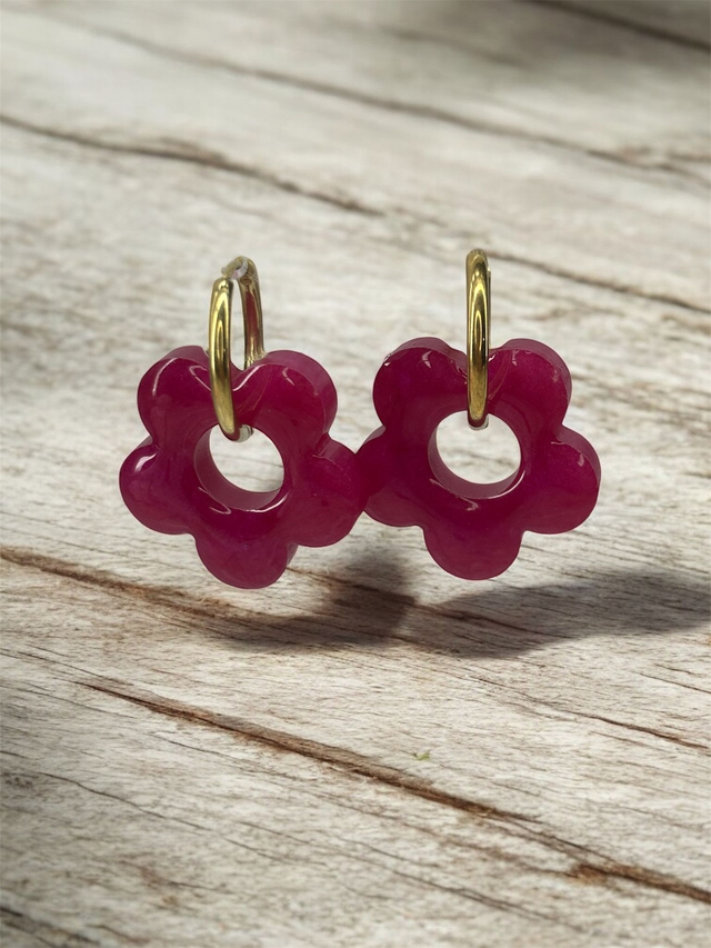 Boucles d'oreilles fleurs résine époxy