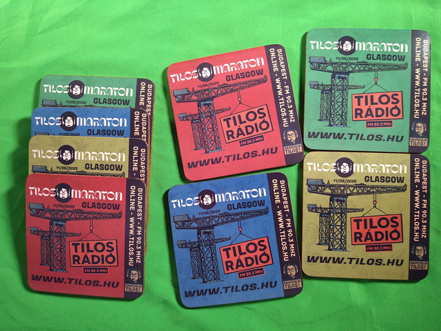 4xCoasters - MDF/Cork - Various Designs - Tilos Maraton Glasgow 2025 Edition - All Profit goes to www.tilos.hu 