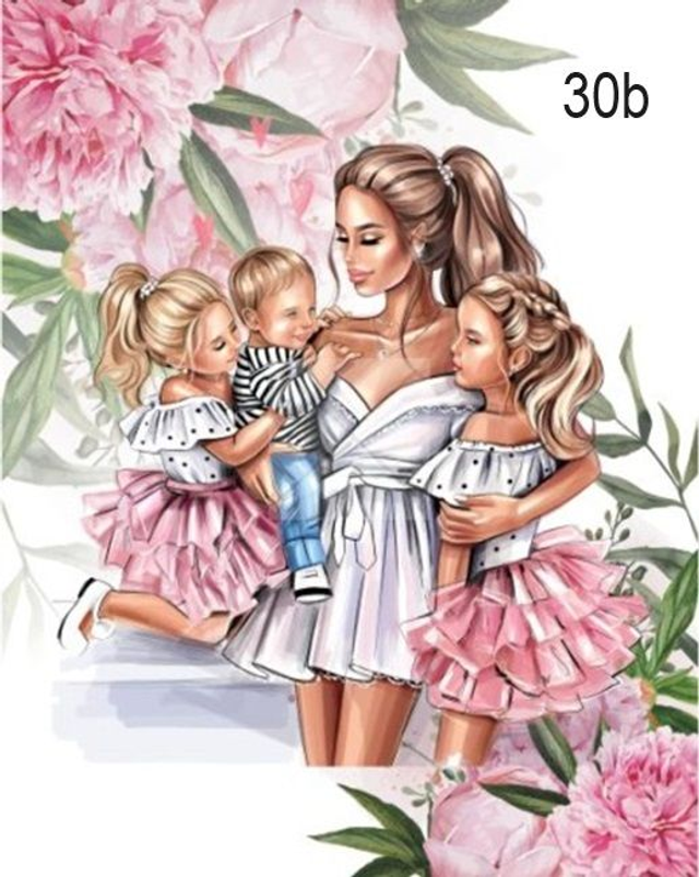 Panneau Mom and kids en polyester 50x50cm 