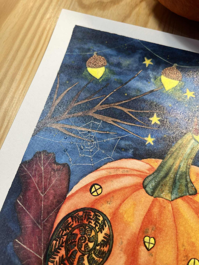 Print Cocooning d'automne AVEC ajout gouttes de rosée toile d'araignée 