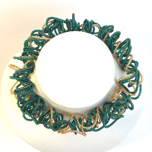 Choker "sapphiregreen-petrol-gold"