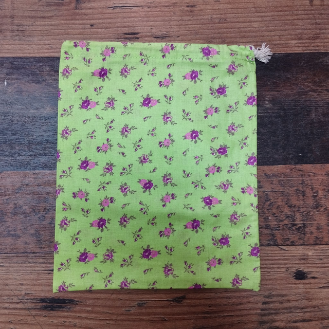 Vert pomme fleur mauve et rose - Hauteur 25,5 cm x Largueur 20,5 cm