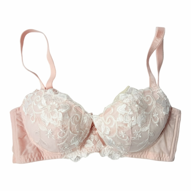 Pink and white floral appliqué Japanese Bra UK 32C  