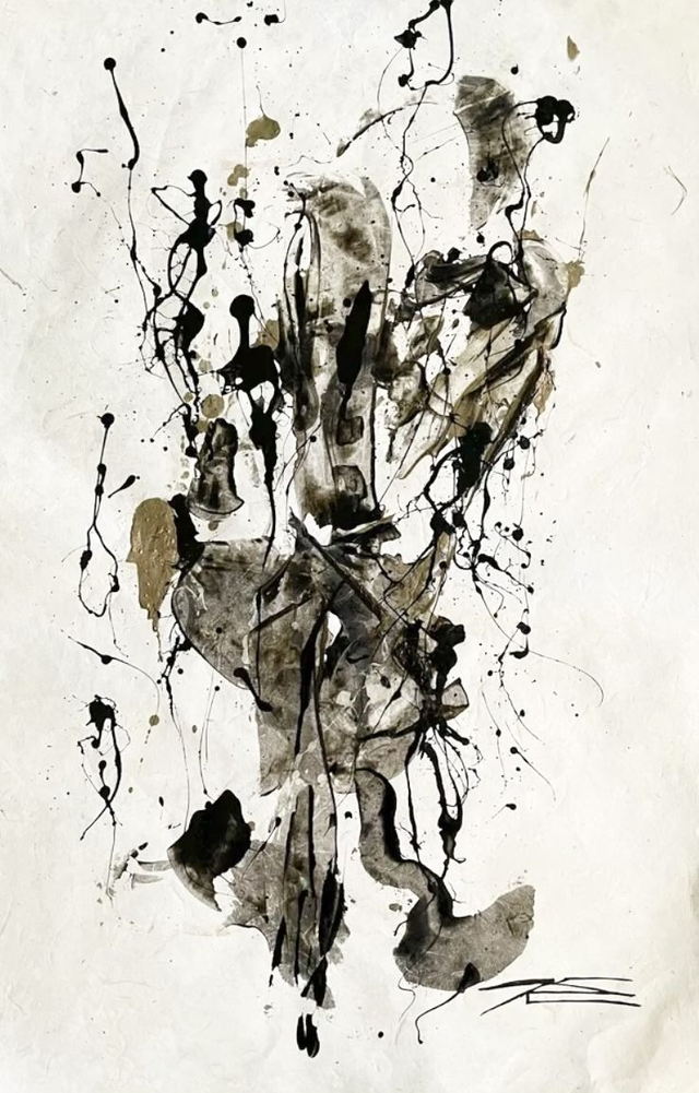 Oeuvre sur papyrus - Chanteur lyrique - 50x75cm