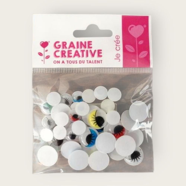 40 yeux mobiles cils couleurs