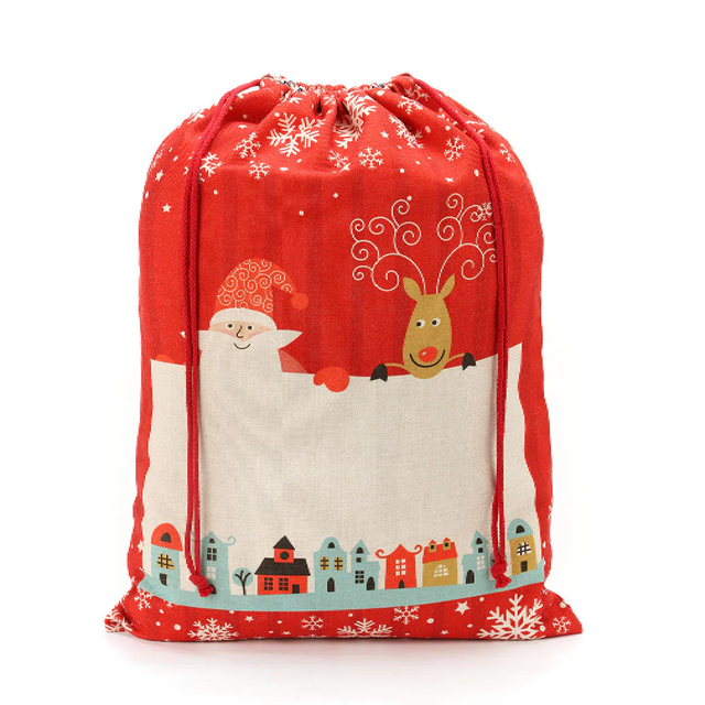  Linen Christmas Gift Sack with Drawstring