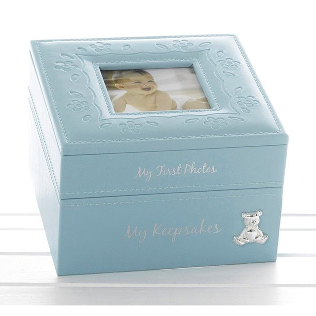 Baby Boy Keepsake &amp; First Photos Memory Box – Blue New Baby Gift