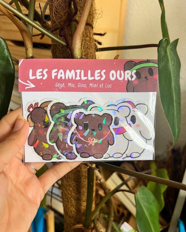 Les familles ours | Lot de 5 stickers créatures waterproof