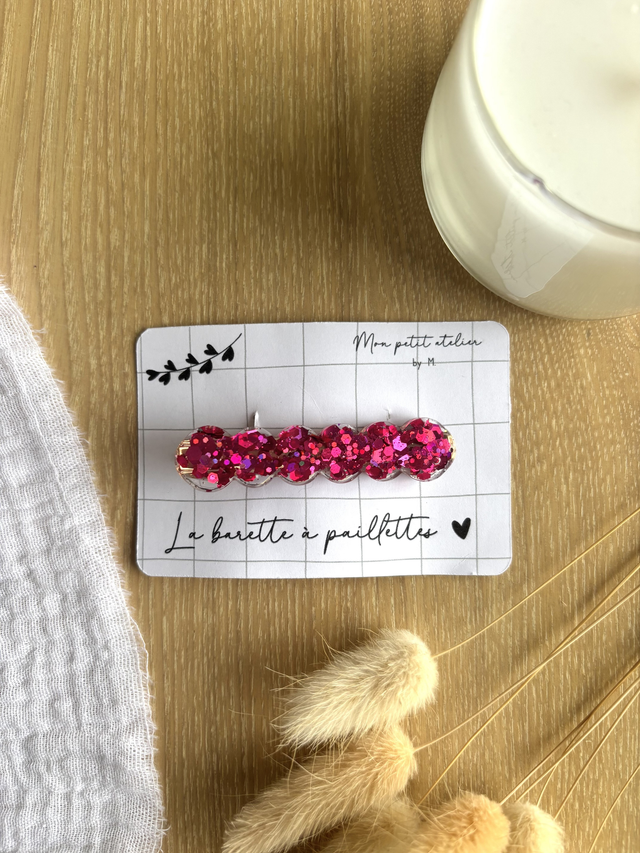 La barette à paillettes - Fuchsia