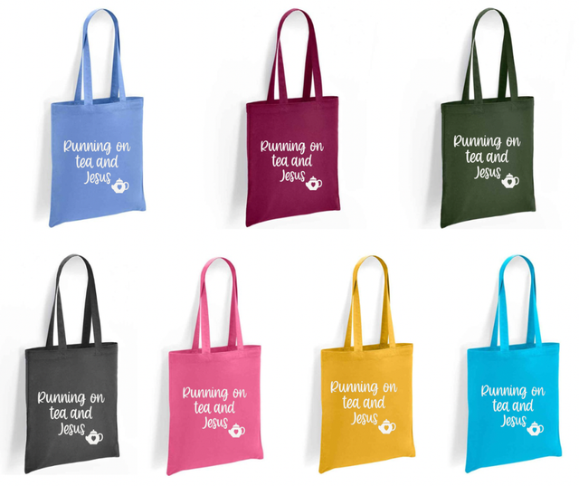 Running on Tea and Jesus Tote Bag