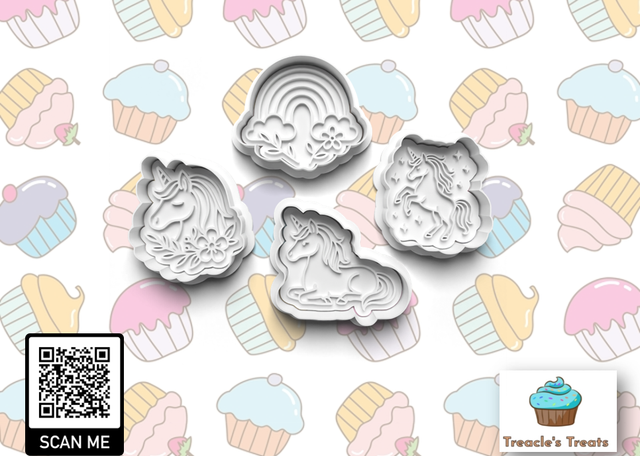 Unicorn Theme Fondant/cookie stamps with cutters 