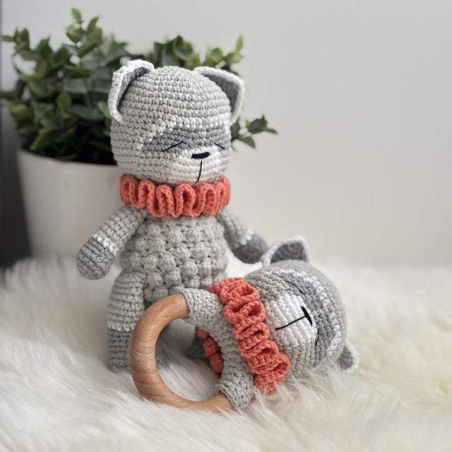 Doudou Raton laveur + Hochet