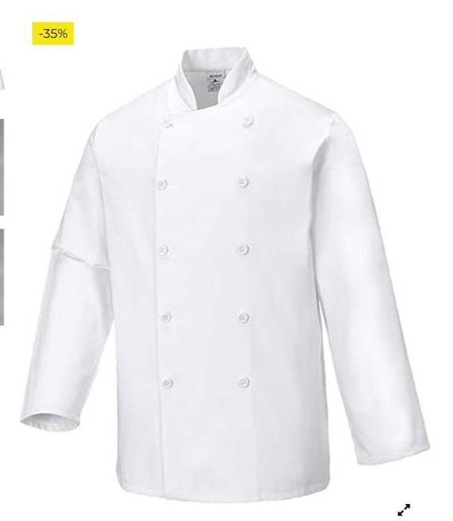 Portwest Chaqueta De Chef Sussex, Tamaño: XXXL, Color: Blanco