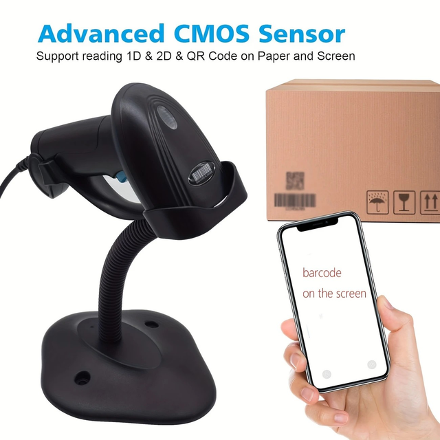 Blifumn 1D/2D Barcode Scanner with Adjustable Stand
