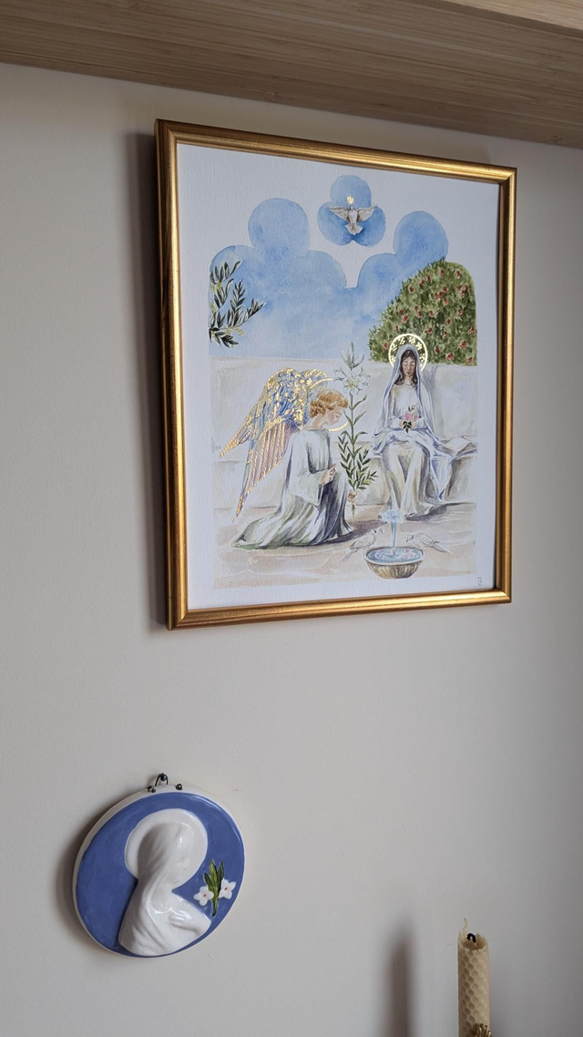 Annonciation aquarelle originale 