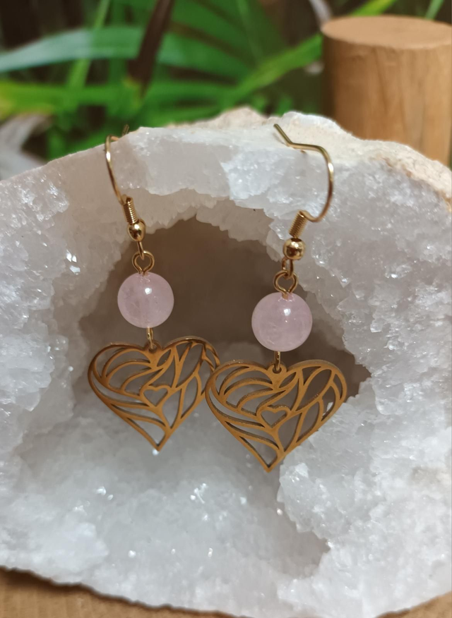 Boucles d'oreilles en quartz rose