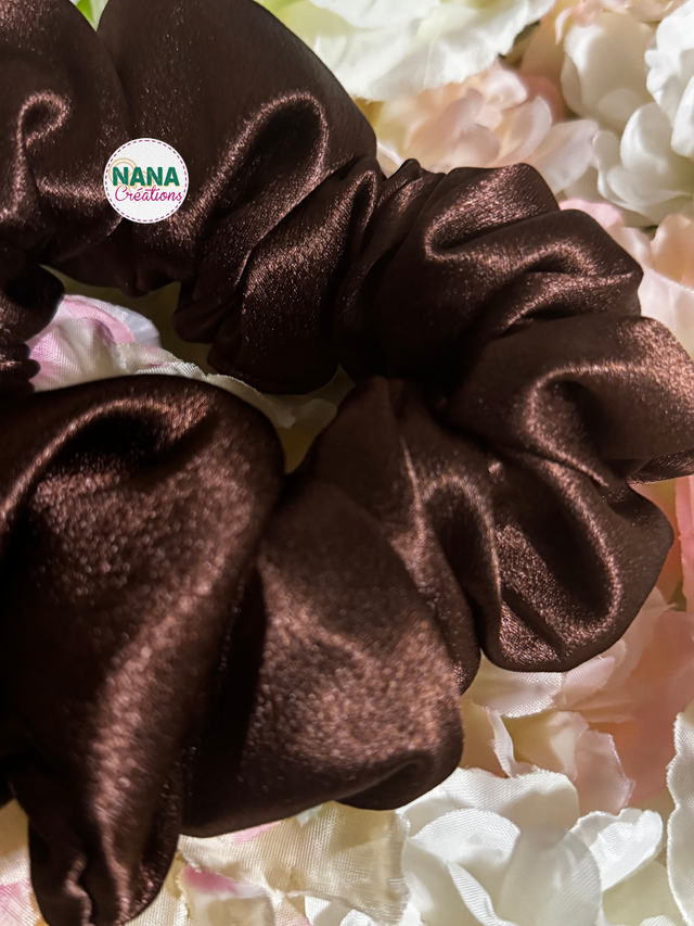 Chouchou Satin - Chocolat – Fait main