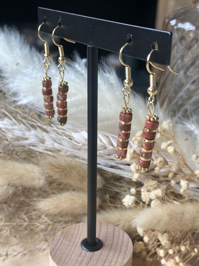 Boucles d'oreilles Soléa Granit Rouge