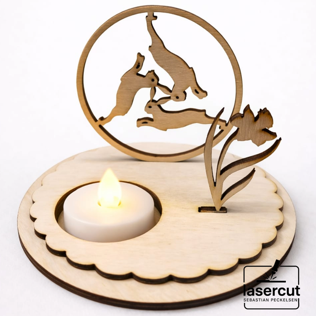 LED Teelicht - Deko Drei Hasen Fenster 