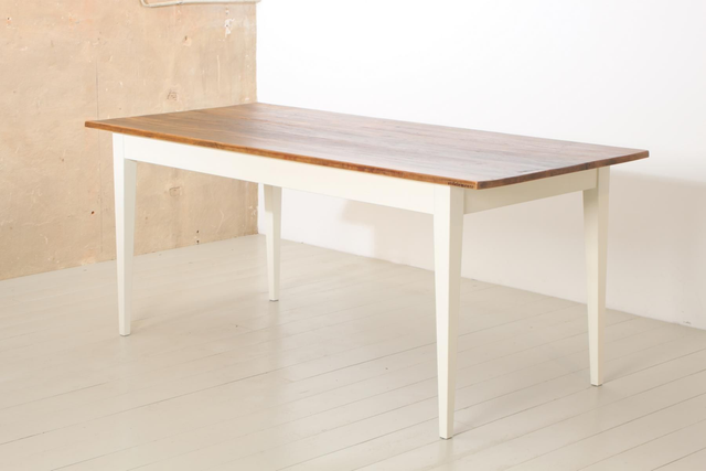 UNIK Tisch Altholz 180 x 80 cm, Kante original, kittweiß