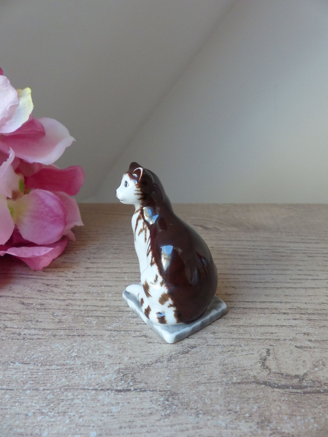 Figurine Miniature Chat en Céramique Collection Franklin Mint Vintage 1988, figurine Chat Style Allemand