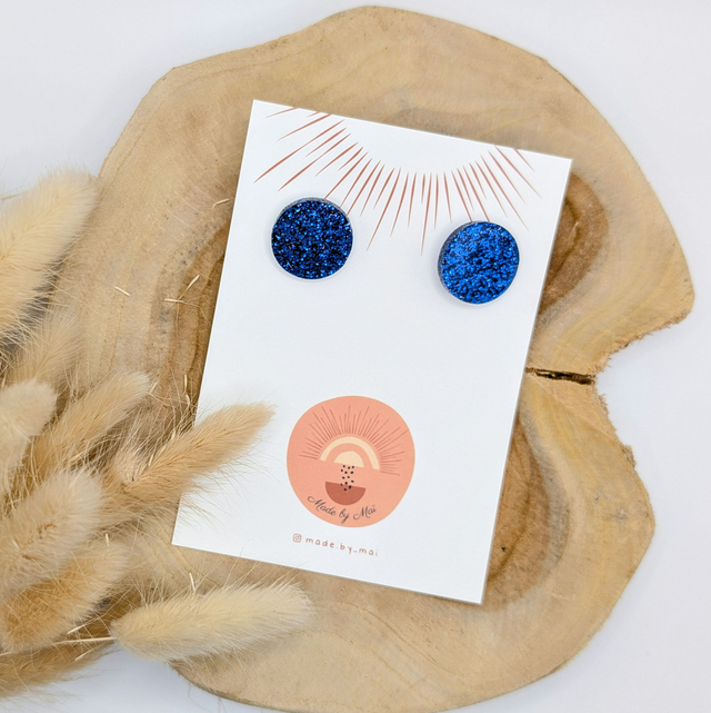 Petites boucles rondes bleues pailletées