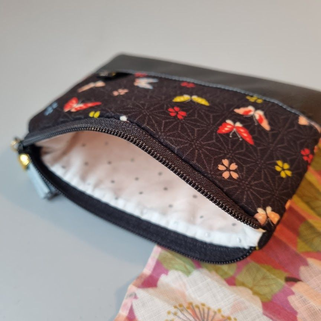 Porte-monnaie zippé "Mei" simili cuir noir