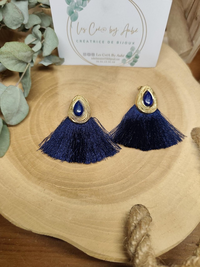 BO MINI ATTRAPES REVE/ PIERRE MARINE/ POMPONS SATIN BLEU 0000166