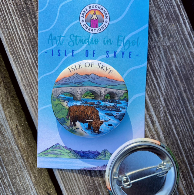 Sligachan cow button badge