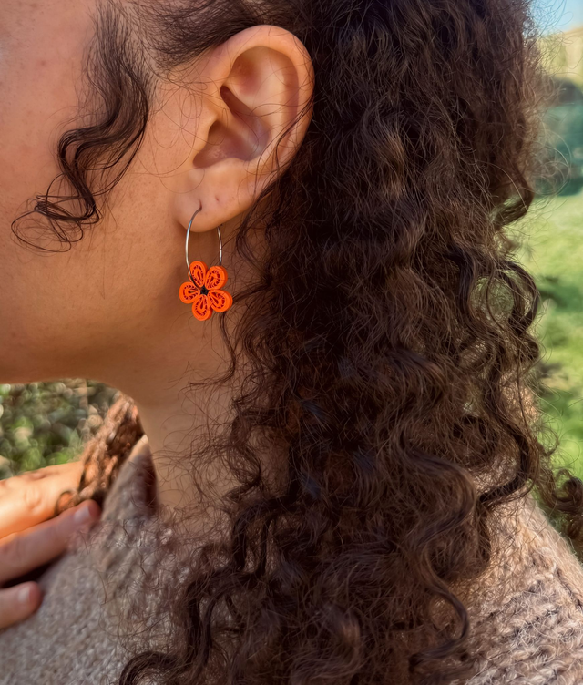 Boucles d'oreilles Créoles florales