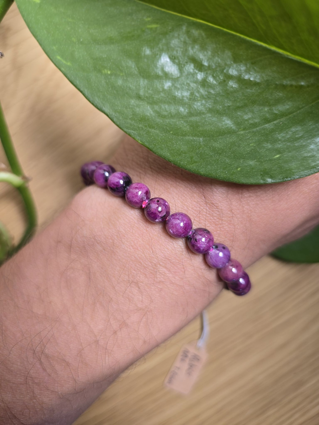 Bracelet Rubis, perles de 7,5 mm (Qualité AA+)