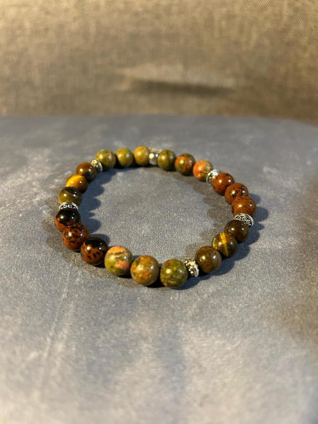 Unikite, Tiger&#039;s Eye &amp; Golden Swan Stone Bracelet