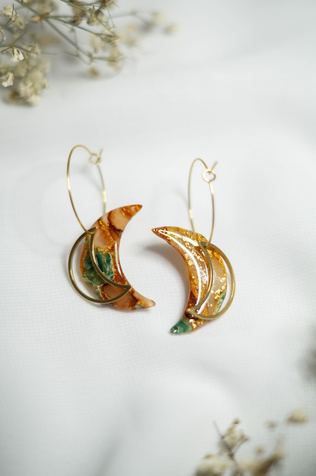 Coloris éclats automne - Boucles Demi-Lune 