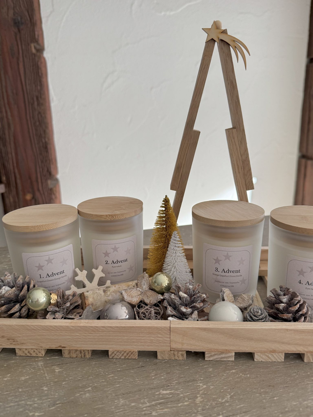 Adventstablett mit Dekobäumchen